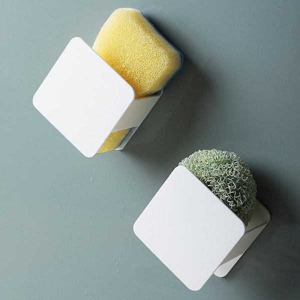 

hooks & rails kitchen sponge drain rack scouring pad storage plastic perforation non-marking stickers cleaning ball