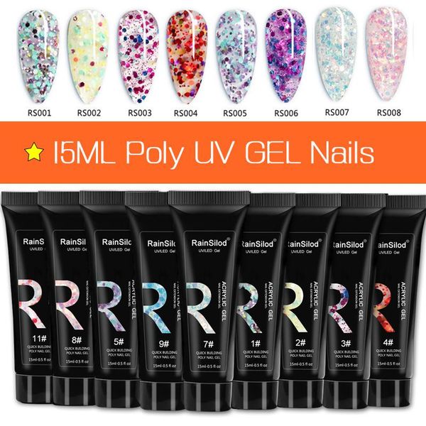 

nail gel poly uv for art design tools 15ml acrylic polish nails extension polygels varnish hybrid manicure, Red;pink