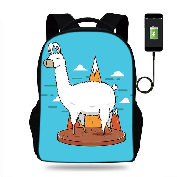 

backpack cute llama alpaca women usb charging backpacks for teenager girls school bags lapdaily