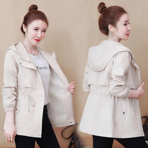 

women's jackets 2021 jacket autumn long sleeve windbreaker female hooded overcoat ladies casual basic outerwear plus size, Black;brown