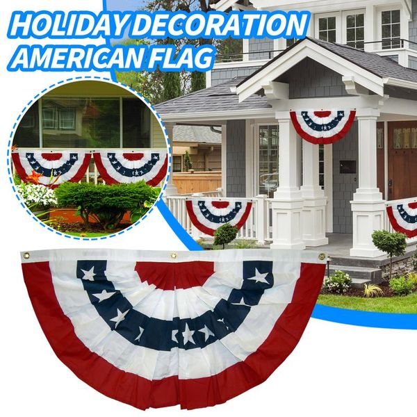 

party decoration 2pcs american pleated fan flag usa bunting print patriotic stars and stripes with canvas title confetti