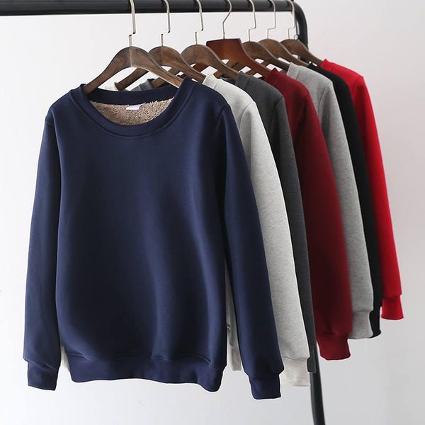 

women's hoodies & sweatshirts plus velvet thick sweatshirt women autumn winter loose lambs pullover streetwear casual long sleeve warm, Black