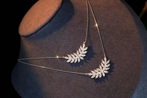 Choucong Jewelry Leaf Sense Senling Sier Pave White Sapphir