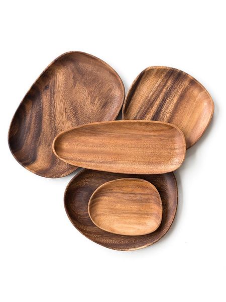 

dishes & plates japanese parties tableware set 5pcs nut wooden salad sushi platos de madera christmas ab50tp