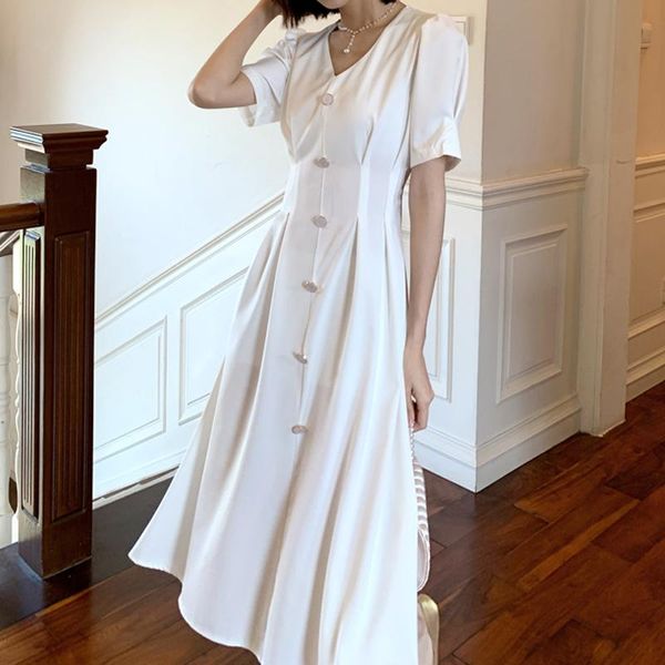 

casual dresses women's summer sundress v-neck short sleeve female vestidos button slim elegant office ladies robe femme 2021, Black;gray