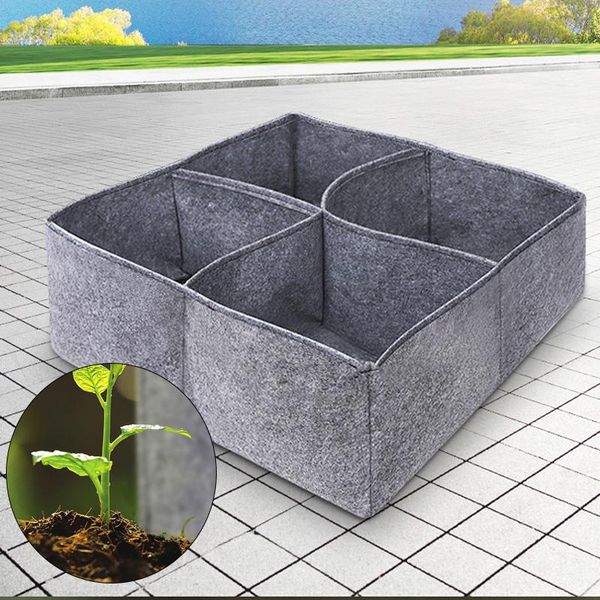 

planters & pots plant flower square four grids felt non-woven cultivate green plants flowers home root vegetable planting grow bags