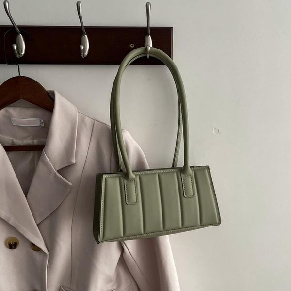 

evening bags casual pure color chain handbag purse vintage women pu leather shoulder underarm bag ladies stripes embossing