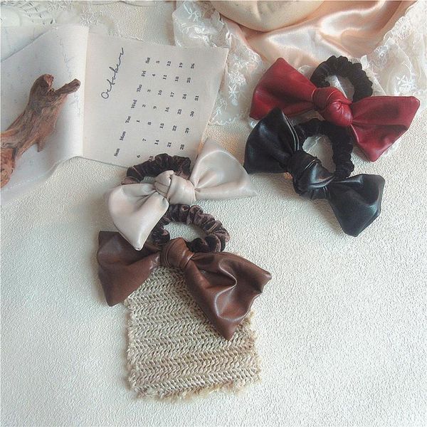 

hair accessories simple temperament bow tie 2021 all-match leather headwear