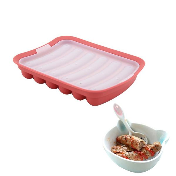 

baking & pastry tools silicone ham mold 6 grid lid home sausage dog mould crisper box kitchen cooking storage accessiores