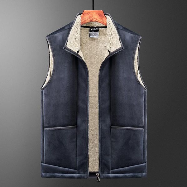 

men's vests vest winter wool multi pockets sleeveless men thick warm waistcoat windproof for casual outwear male clothing, Black;white