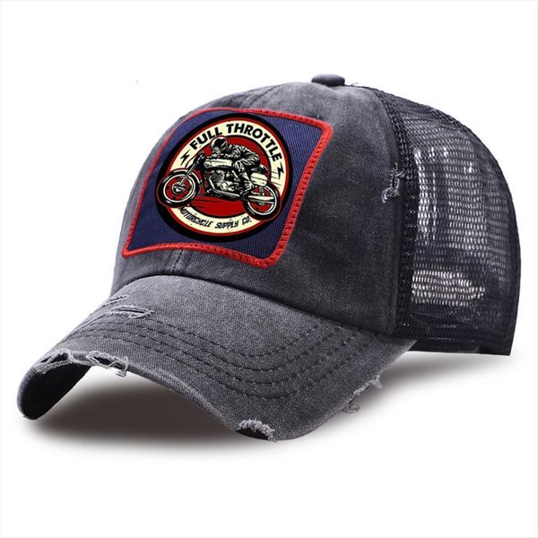 

outdoor snapback hats full throttle cafe racer trucker hat breathable street baseball caps sport cotton mesh golf cap, Blue;gray