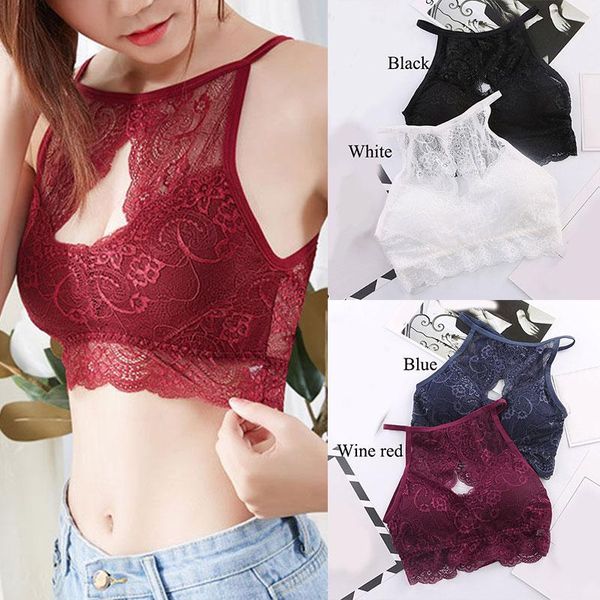 

bustiers & corsets tube women crop back lace camisole bralette ultra-thin lingerie push up bra red black underwear backless, Black;white