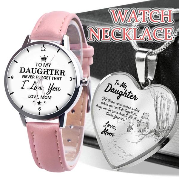 

wristwatches to my daughter personalized watch quartz with faux leather strap gift from mom lxh, Slivery;brown