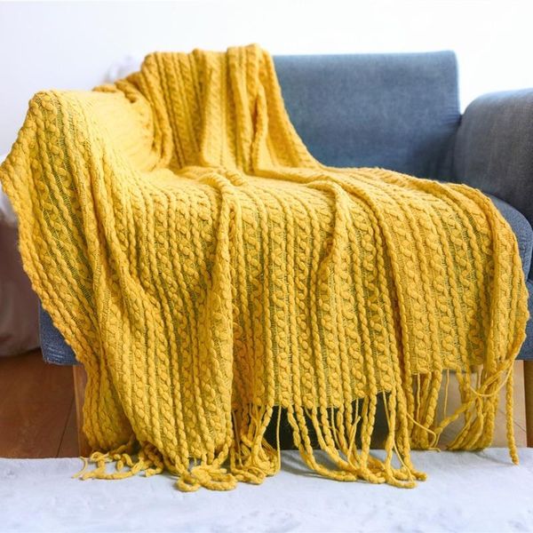 

blankets nordic knitting blanket large sofa bed towel weave cover fabric tassel officce nap wraps for women