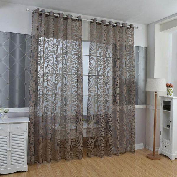 

curtain & drapes 1pcs sheer window curtains geometric tulle jacquard for living room bedroom home accessories