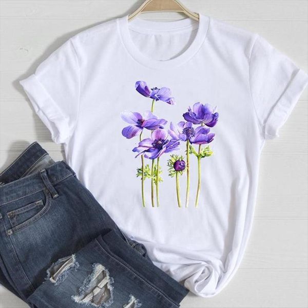 

and women watercolor plant floral mens t shirt short sleeve fashion cartoon summer graphic lady print tee female tshirts, White;black