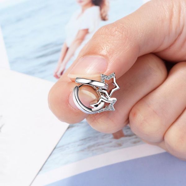 

hoop & huggie creative design stars round lovely temperament style fashionable elegant women earrings, Golden;silver