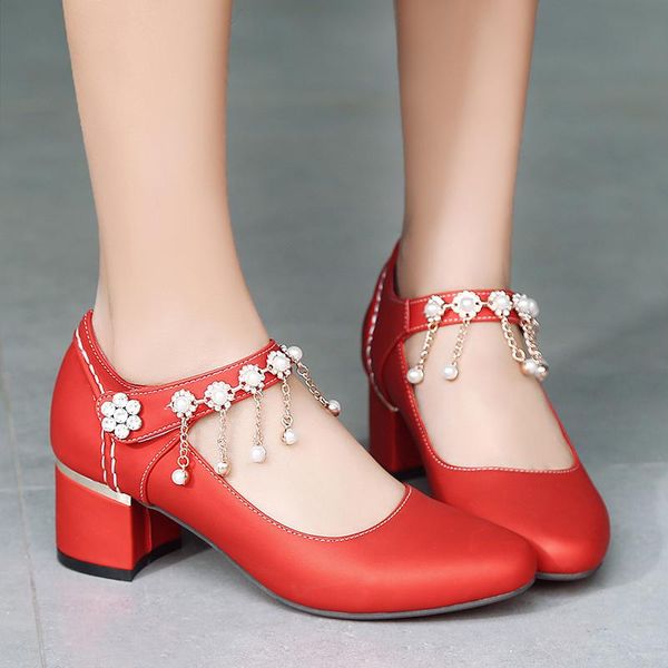 

fashion plus big and small 31-48 size 4 color spring autumn women's pumps women shoes round toe square heel 038-2 dress, Black
