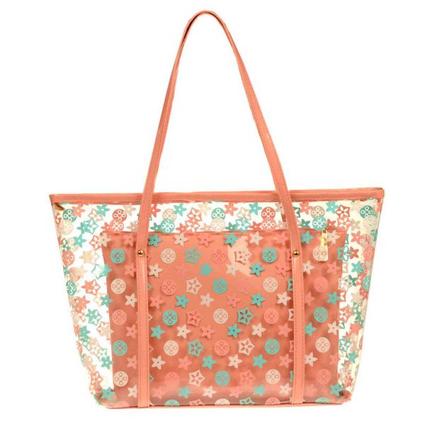 

teenage girls handbags kids bags children accessories summer clear pvc jelly fashion beach print one shoulder bag b8158, Black