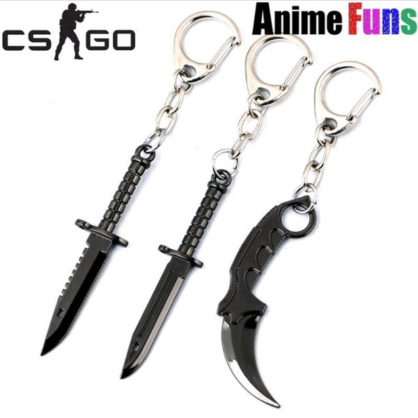 

keychains game csgo counter strike choker necklace karambit m9 bayonet dagger claw knife keychain keyring charm cosplay jewelry for man, Silver