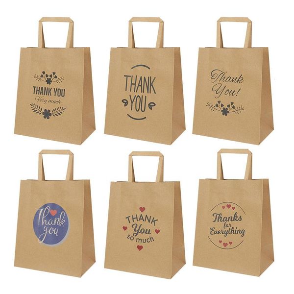 

gift wrap 5pcs kraft paper christmas gifts bags thank you packaging bag with handle wedding birthday party decoration 35*21*12cm