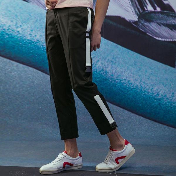 

27-44 2021 men's clothing hair stylist fashion singer personality male black white ribbon pants stage plus size costumes