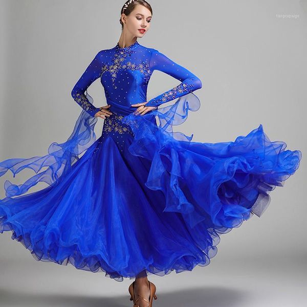 

stage wear red blue ballroom dance competition dresses waltz dress fringe luminous costumes standard foxtrot 9 color, Black;red