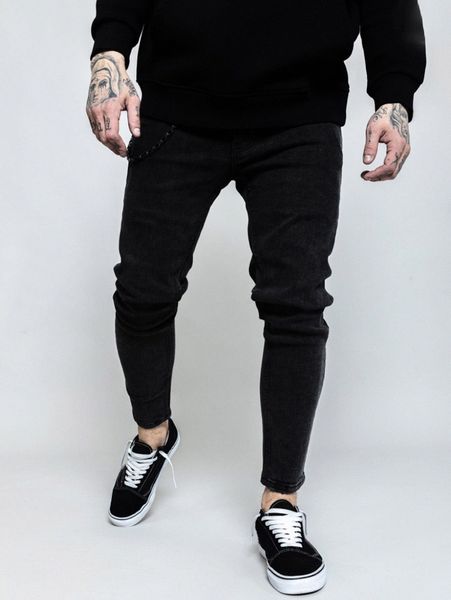 

men skinny crop jeans without chain 03nk#, Blue