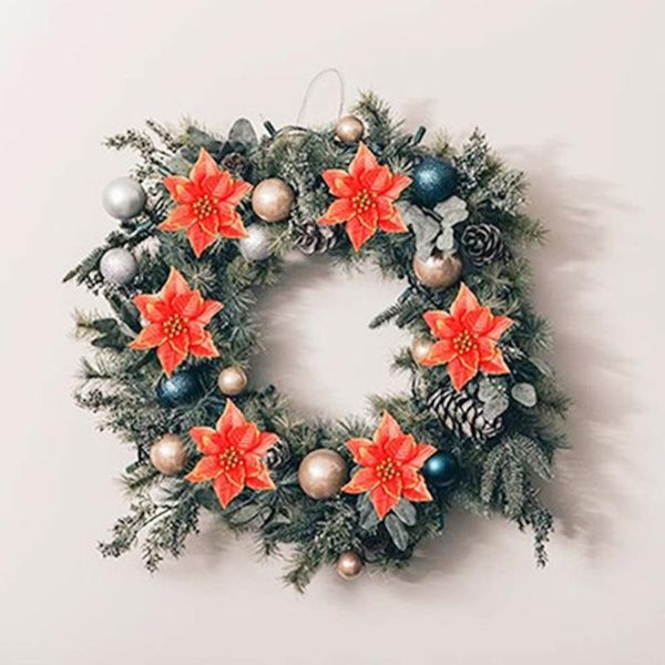 

christmas decorations party home decoration supplies gift 10pcs artificial flower glitter wreath fake decor ornament