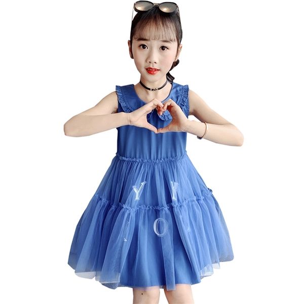 

dress for girls mesh princess letter children es summer kids costume 6 8 10 12 14 210527, Red;yellow