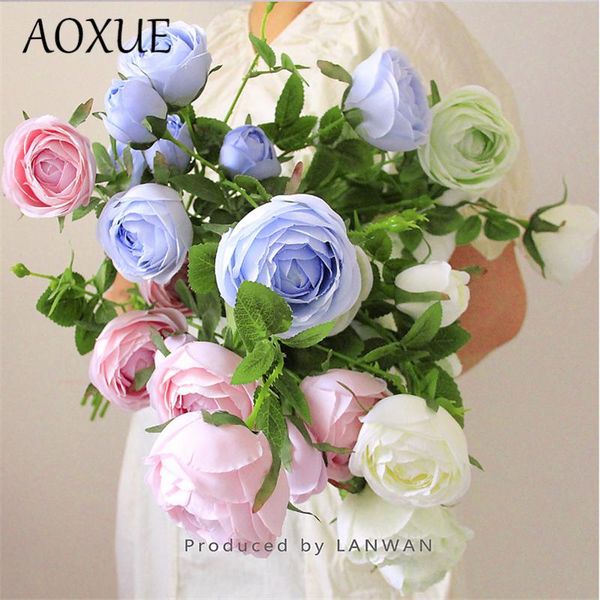

decorative flowers & wreaths korean style ins wind small fresh 3 heads simulation flower rose bouquet wedding wall decoration props home fur