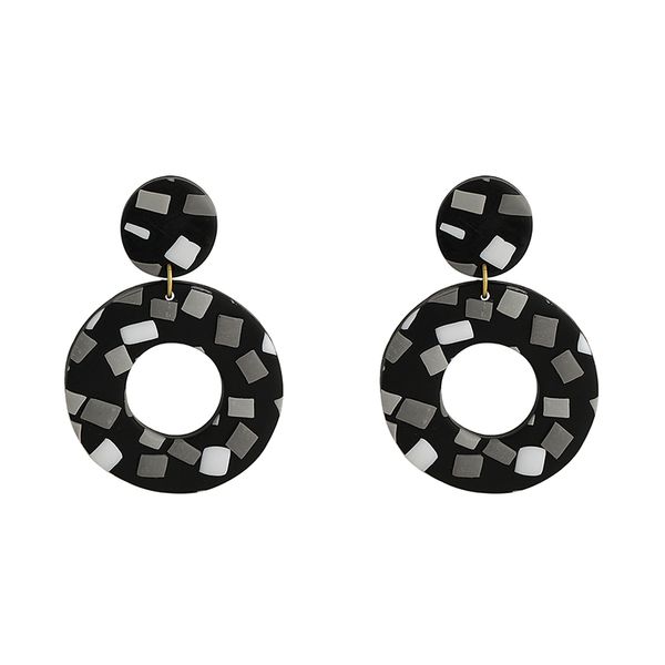 Orecchini alla moda in argilla polimerica nera con motivo astratto geometrico ciondola cerchio ciondolo dichiarazione per le donne gioielli Unusua