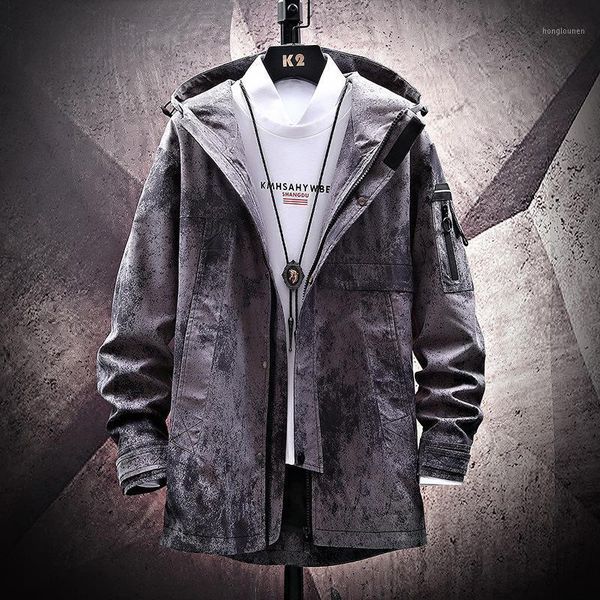 

spring and autumn coat men's leisure medium length windbreaker fashion trend jacket men jackets, Black;brown