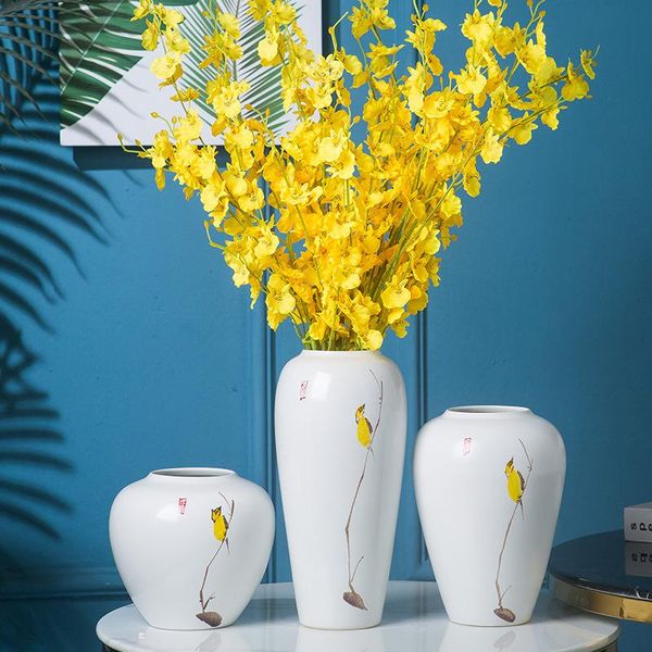 

vases nordic bird on the tree glaze white vase dry flower pot decal large for home decoration