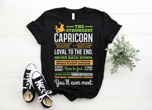 

capricorn astrological sign zodiac facts t-shirt born in month gift, White;black