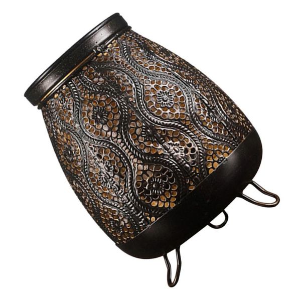 

candle holders 1pc hollow lantern handicraft ornament iron home (black)