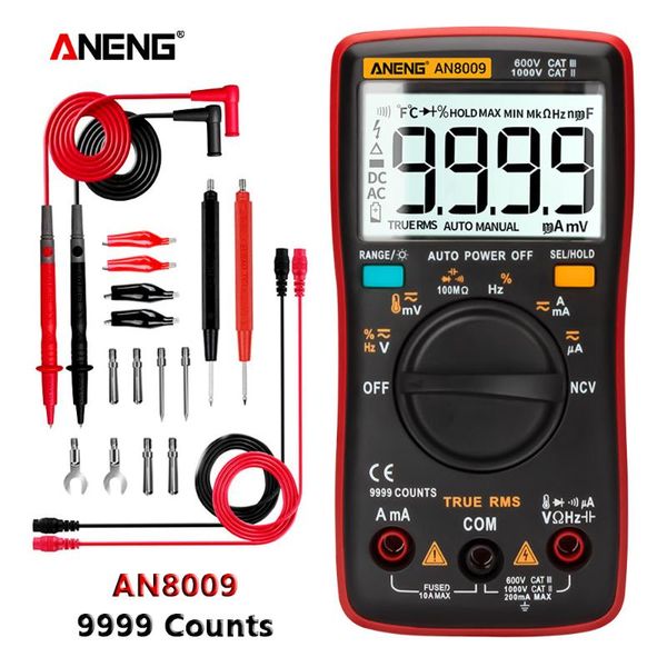 

multimeters an8009 true-rms digital multimeter transistor tester capacitor automotive electrical capacitance meter temp diode test