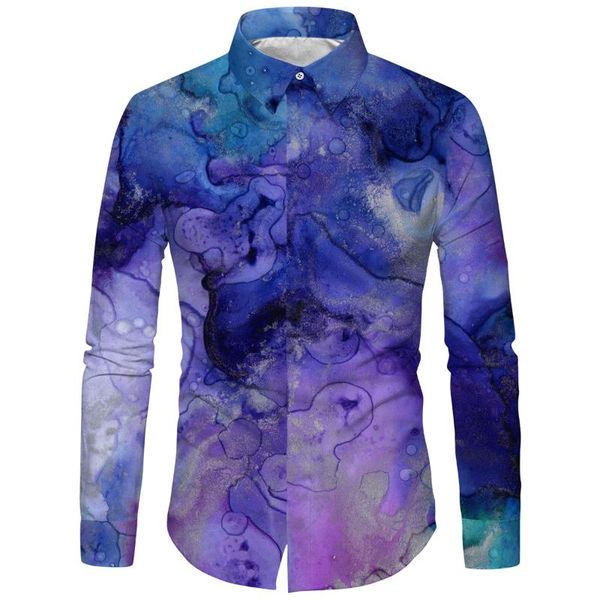 

men's casual shirts cloudstyle men long sleeve 3d print autumn fashion mens turn-down collar streetwear, White;black