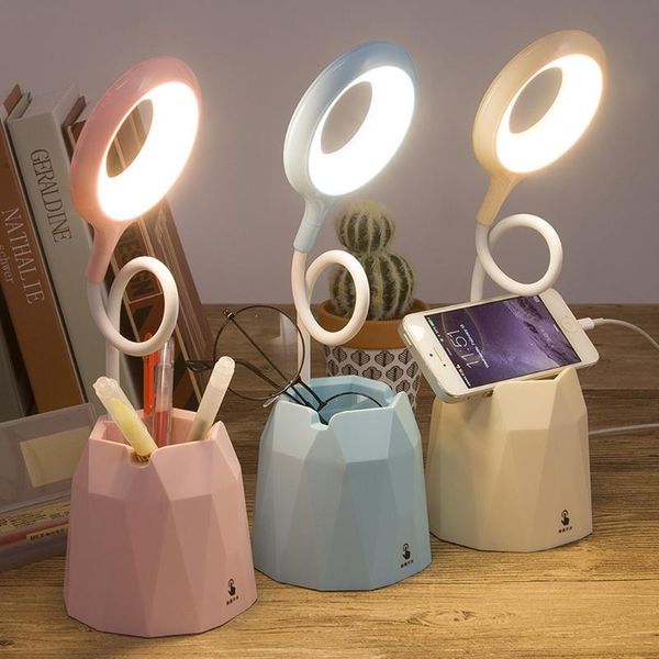 

table lamps 4000mah rechargeable led touch lamp desk usb flexible reading ring light for children with phone hoder pen holder
