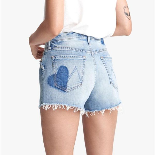 

women's shorts love print women denim fashion casual lady, White;black