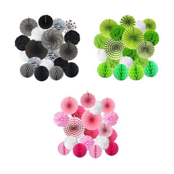 

party masks fiesta decorations paper fans flower ball honeycomb balls set for wedding birthday events festival supplies 19pcs