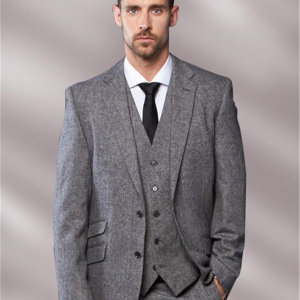 

men's suits & blazers gray tweed men's suit thin three piece homme tuxedo groom blazer soft prom tuxedos men 4bpz, White;black