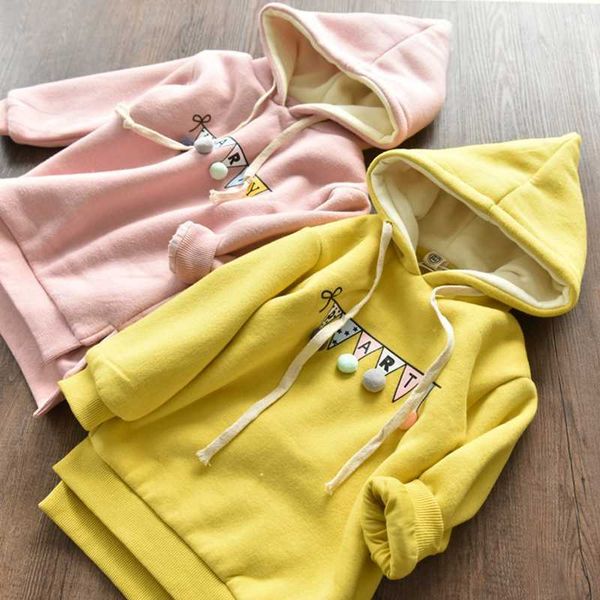 

girl kids sweatshirt 2-10y baby girls casual long sleeve soild thicken pullover medium style 210529, Black