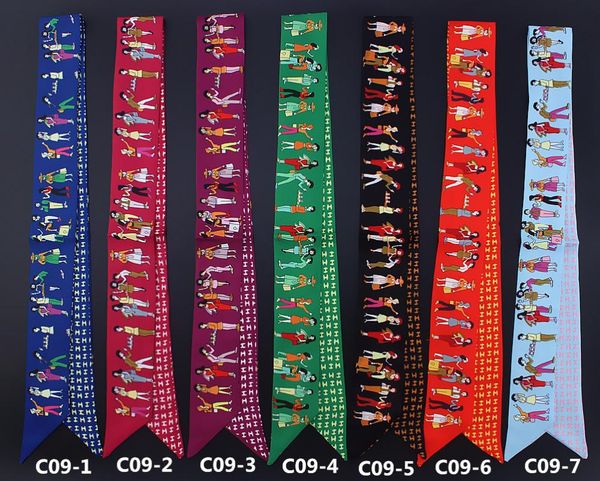 

scarves design paris holiday print twill imitation silk scarf women bag decorative small ribbon lady headband spring, Blue;gray
