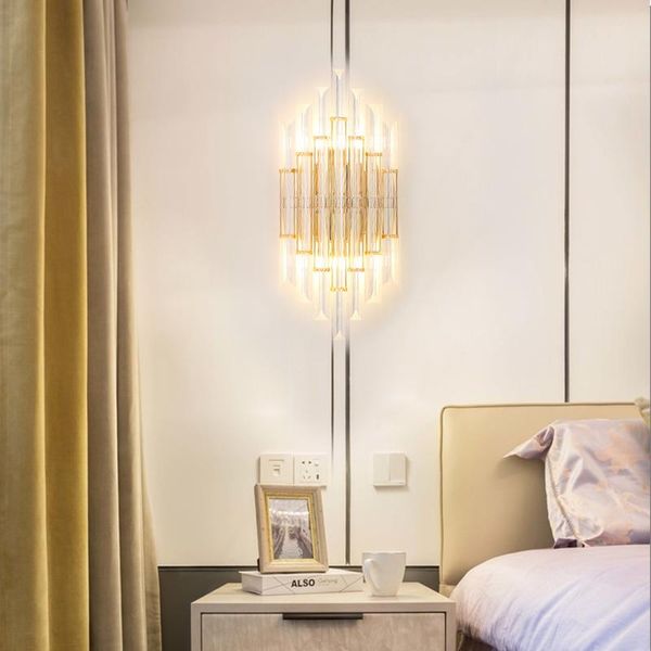 

wall lamps modern indoor for bedroom bedside living room dining decoration sconce lamp home crystal golden light