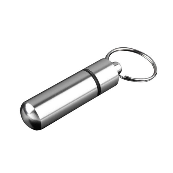 

simple design waterproof stainless steel container pills holder box bottle key chain valentine's day gift hooks & rails