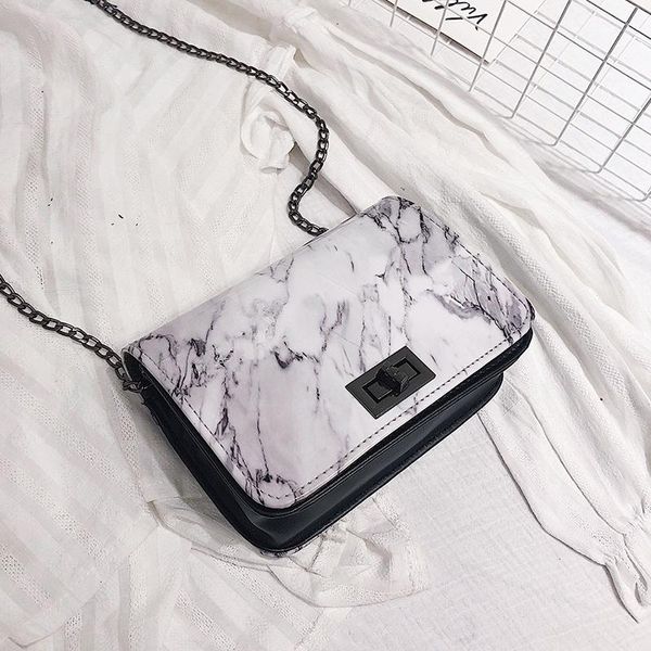 

bags for women 2021 marble pattern shoulder bag lock buckle wild messenger small square white designer handbags purse evening