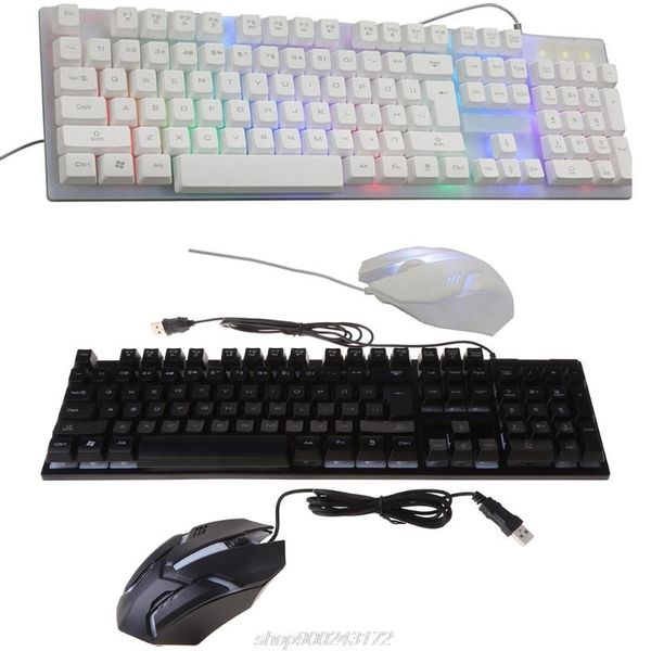 

tf200 gaming mechanical keyboard mouse set rainbow backlight wired mix backlit 104 keys anti-ghosting a10 21 dropship combos