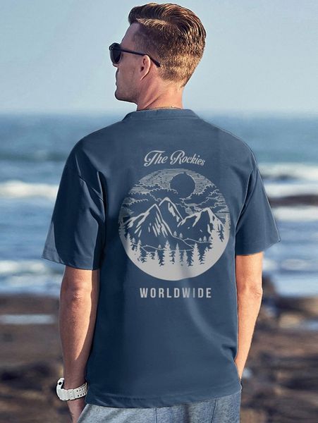 

men mountain & letter graphic tee r6yq#, White;black