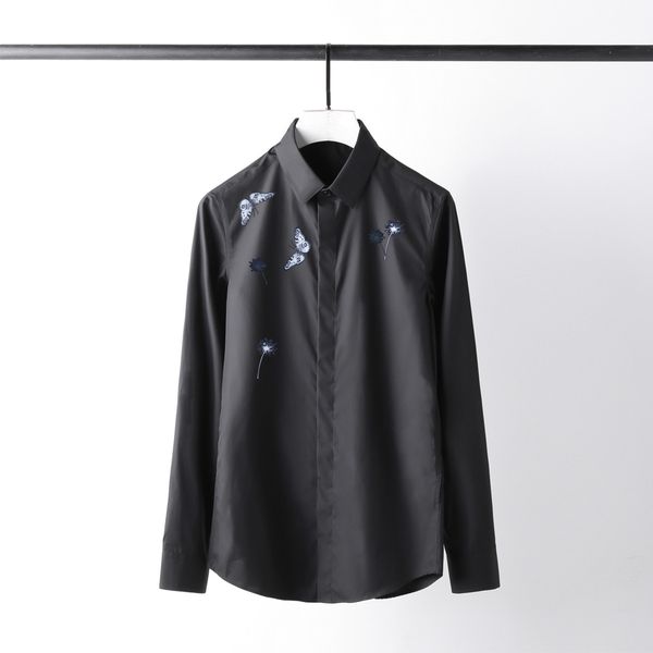 

tee shirt shirt long sleeve luxury dandelion butterfly printing party mens shirts plus size 4xl solid shirt man, White;black